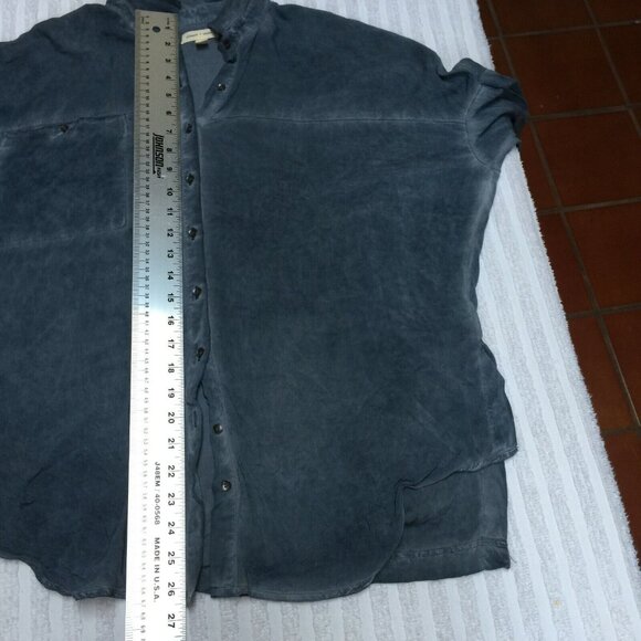 Anthropologie Silence + Noise Womens Asymmetric Hem Long Sleeve Top Small Blue - Picture 7 of 7